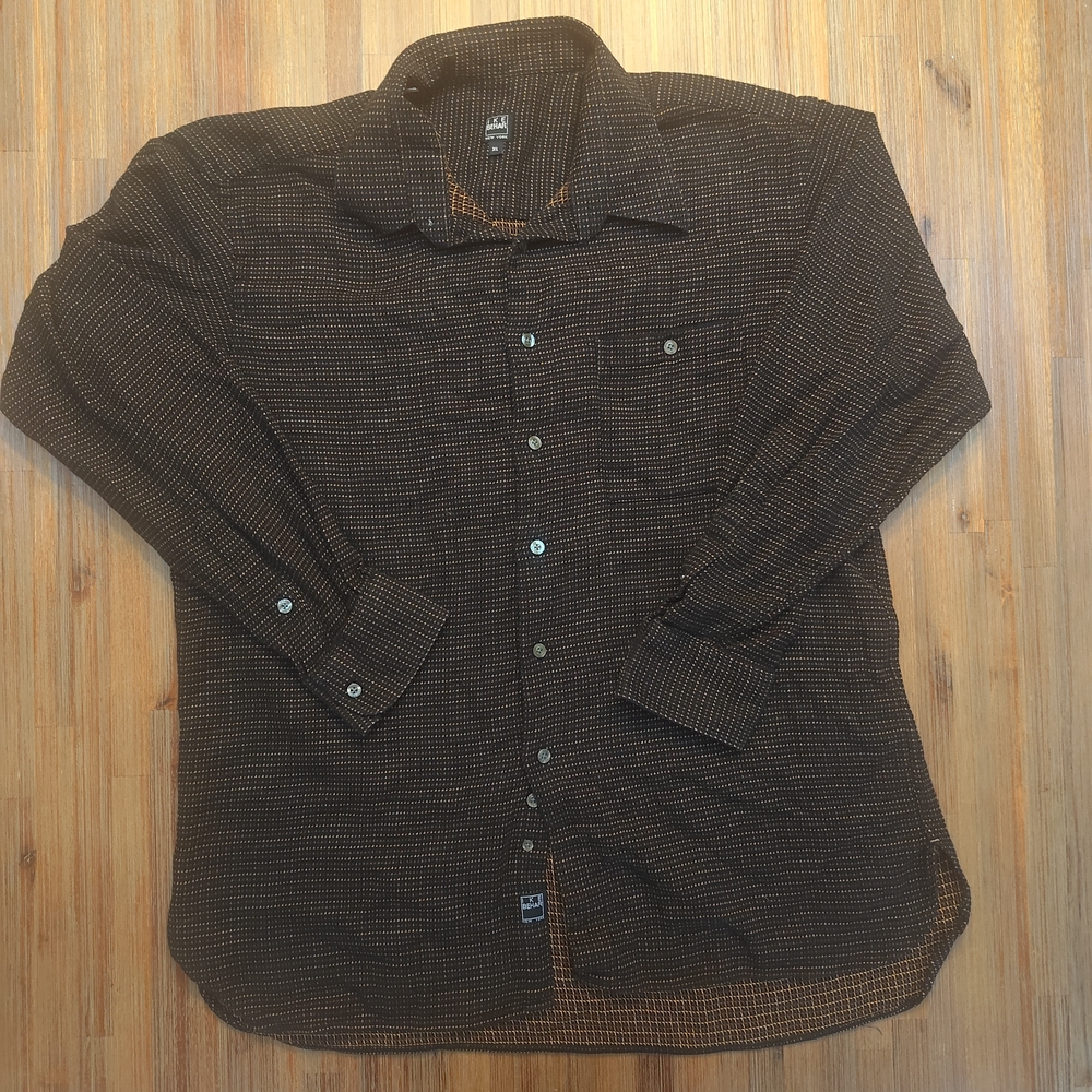Ike Behar Black 100% Cotton Patterned Shirt
